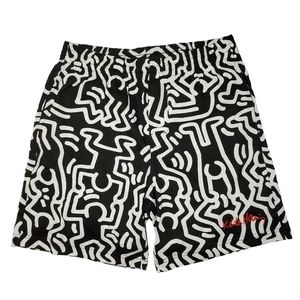 HM H&M Keith Haring Mens Cotton Shorts Small Black White Graffiti Pop Art 90s